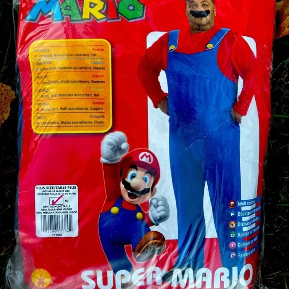 Super Mario-Mens Plus size Blue & Red Rubie’s Halloween Costume - Picture 2 of 3